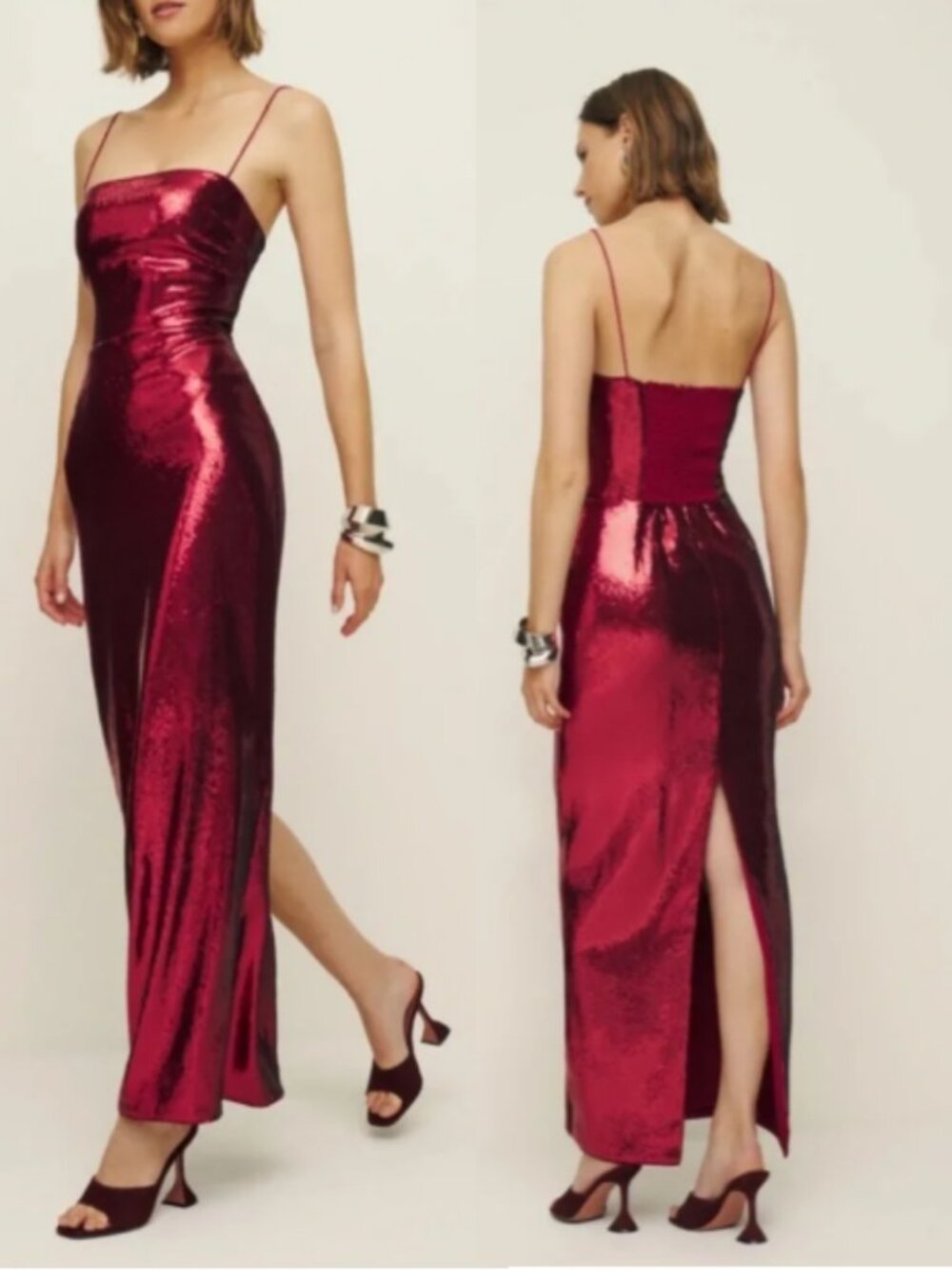 Reformation Frankie Sequin Maxi Dress NWT Red Size 8